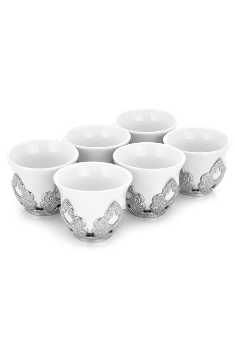 Sena Porcelain Mırra Silver Color Coffee Cup Set of 6 - 1