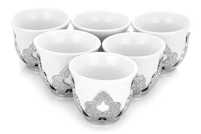 Sena Porcelain Mırra Silver Color Coffee Cup Set of 6 - 2