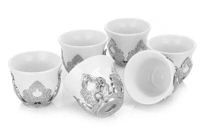 Sena Porcelain Mırra Silver Color Coffee Cup Set of 6 - 3