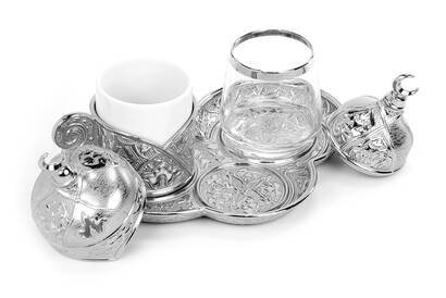 Sena Ziyafet Single Coffee Presentation Set with Silver Box - 3