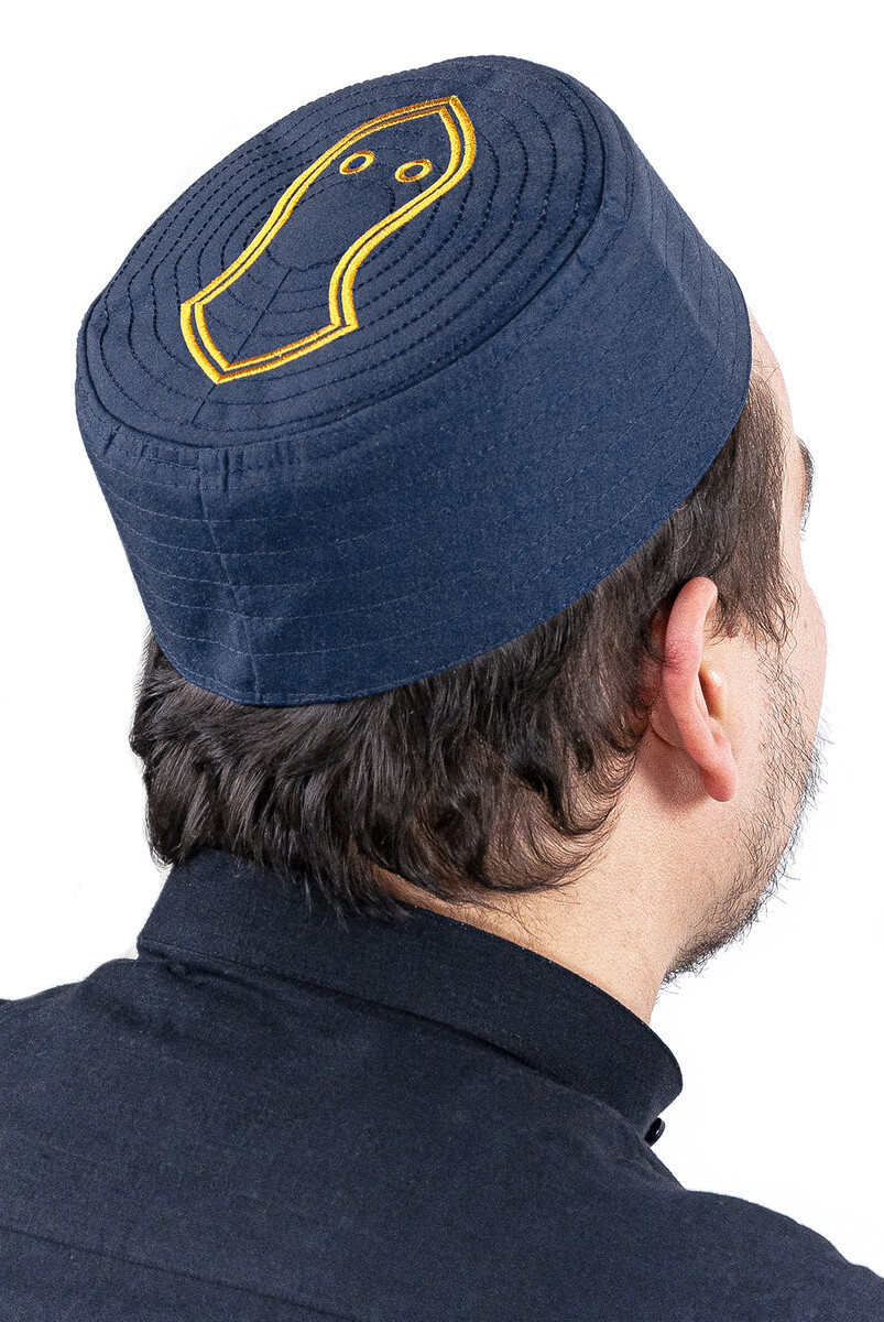 Sheriff Patterned Patterned Fabric Cap Navy Blue - 1