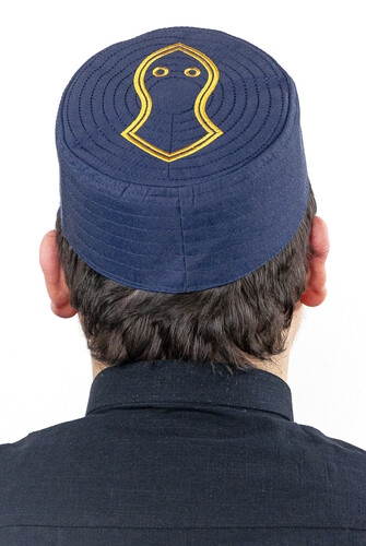 Sheriff Patterned Patterned Fabric Cap Navy Blue - 3