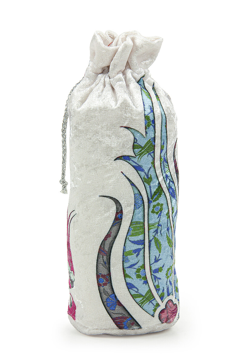 Silk Textured Carrying Bagged Marbled Tulip Patterned Prayer Rug - Turquoise - 7