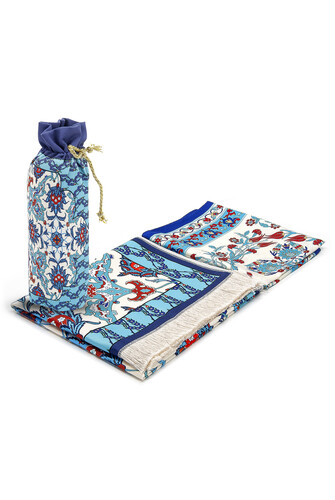 Silk Textured Gift Prayer Rug and Scarf Set in Carrying Bag - 2