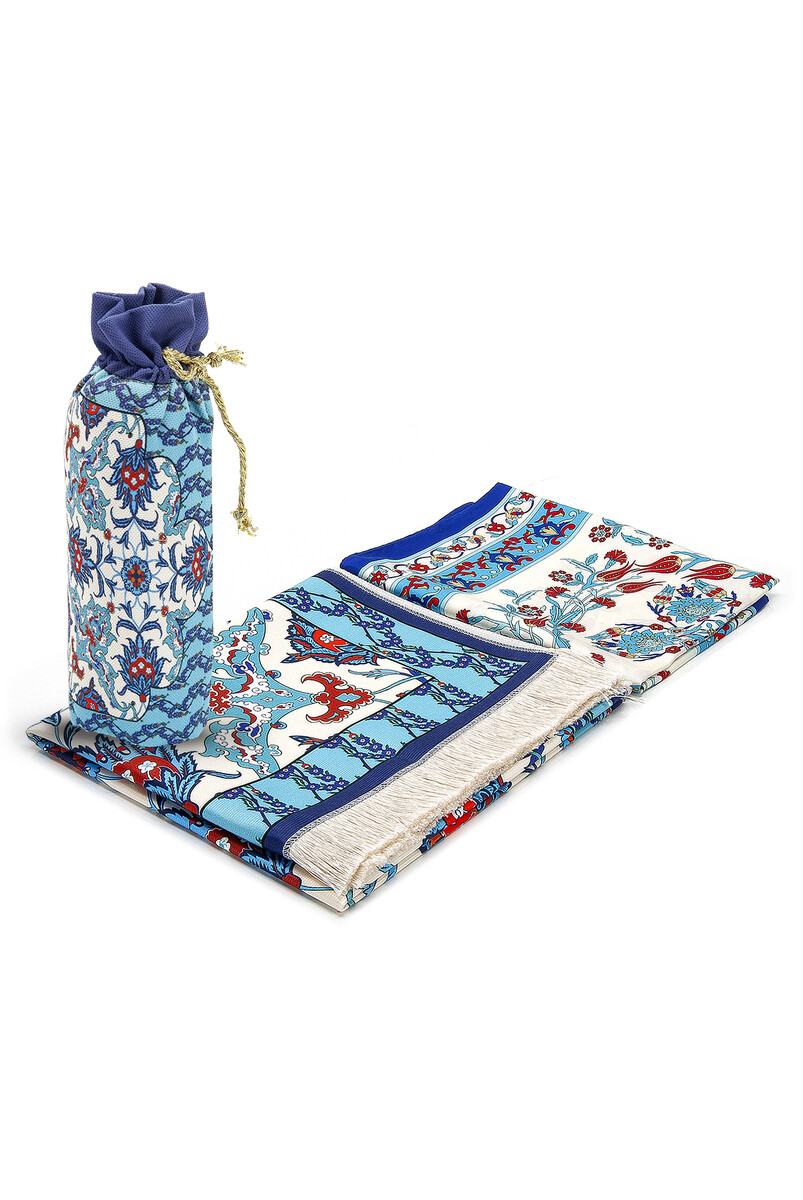 Silk Textured Gift Prayer Rug and Scarf Set in Carrying Bag - 2