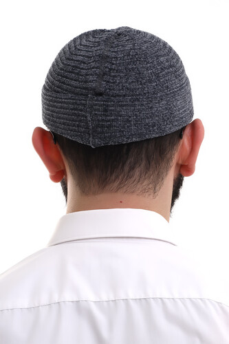 Smoked Folded Simple Pattern Winter Velvet Skullcap Hat - 6