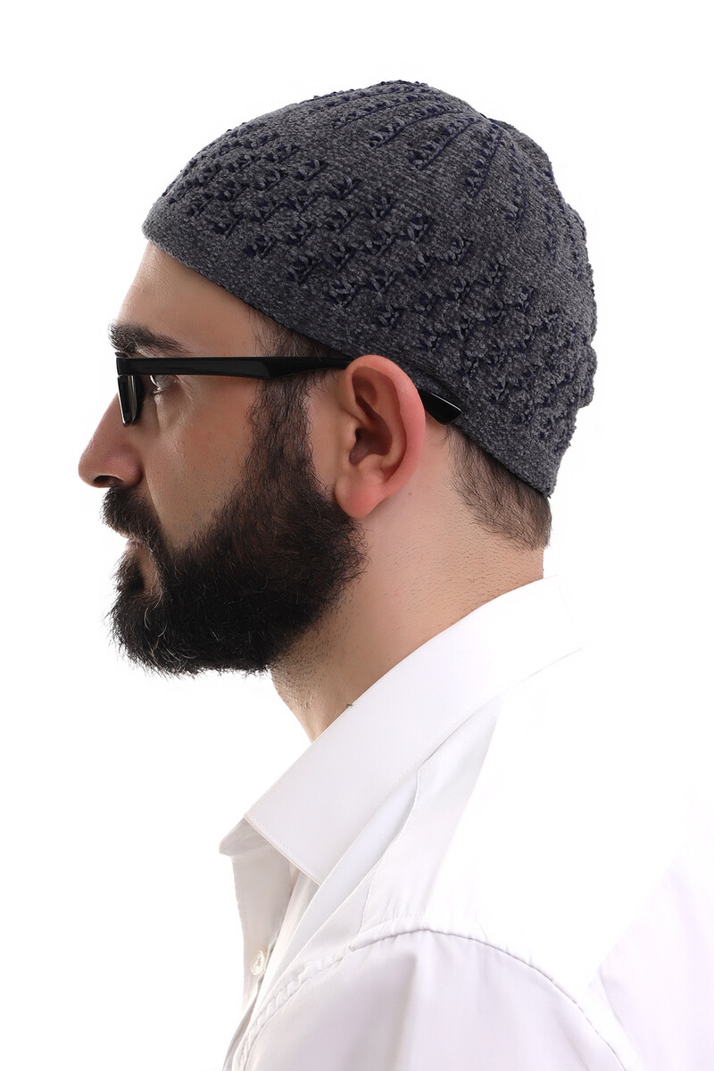 Smoked Straw Pattern Winter Velvet Prayer Skullcap - 3