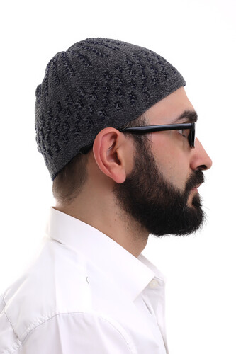 Smoked Straw Pattern Winter Velvet Prayer Skullcap - 4