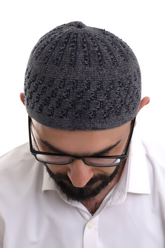 Smoked Straw Pattern Winter Velvet Prayer Skullcap - 5