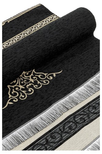 Special Boxed Gift Dowry Prayer Rug Set Suitable for the Groom's Package, Black - 7