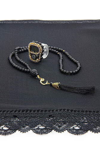 Special Boxed Gift Shawl Chanting Prayer Beads Set Black for Teachers' Day - 5