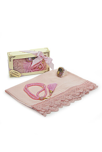 Special Boxed Gift Shawl Chanting Prayer Beads Set Pink for Teachers' Day - 3