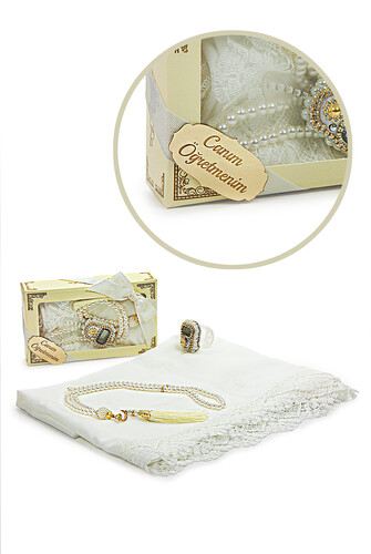 Special Boxed Gift Shawl Chanting Prayer Beads Set White for Teachers' Day - 1