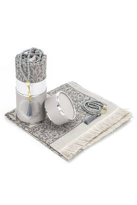 Special Cylinder Boxed Prayer Rug Set Gray - 1