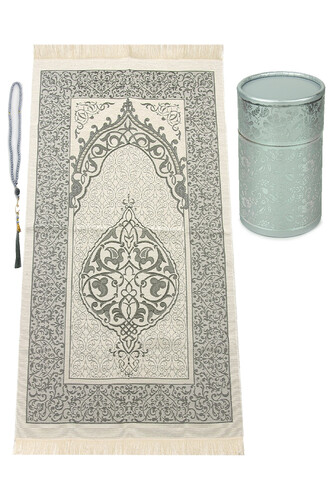 Special Cylinder Boxed Prayer Rug Set Gray Silvery - 1