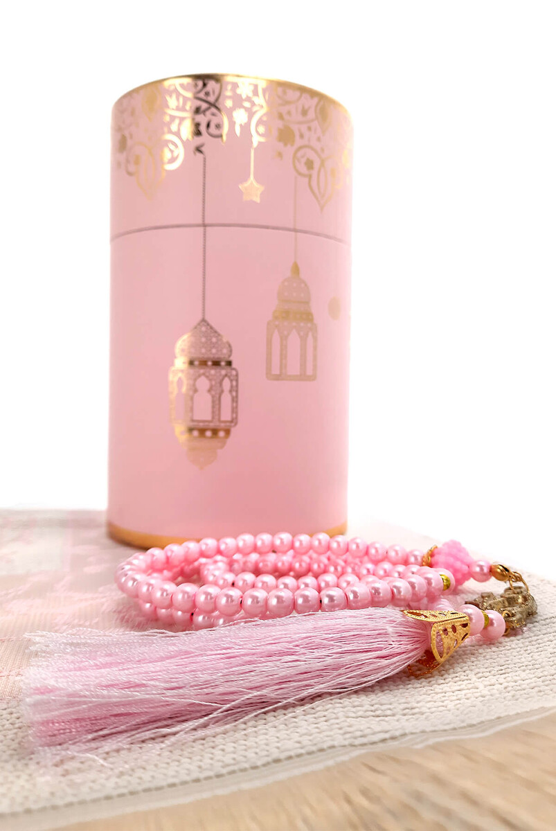 Special Cylinder Boxed Set With Prayer Rug and Pearl Rosary Pink - 3