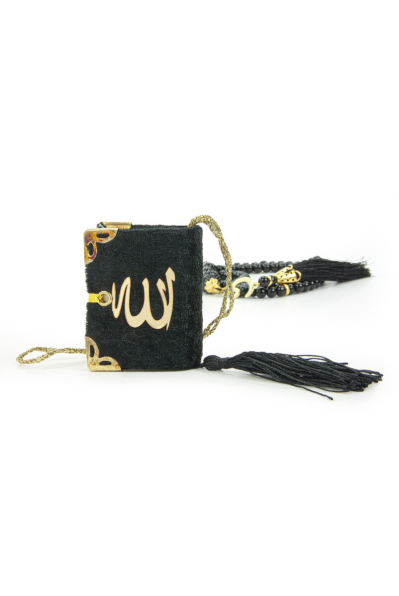 Special Design Boxed Mini Quran Mevlüt Gift Set with Pearl Prayer Beads Black - 6