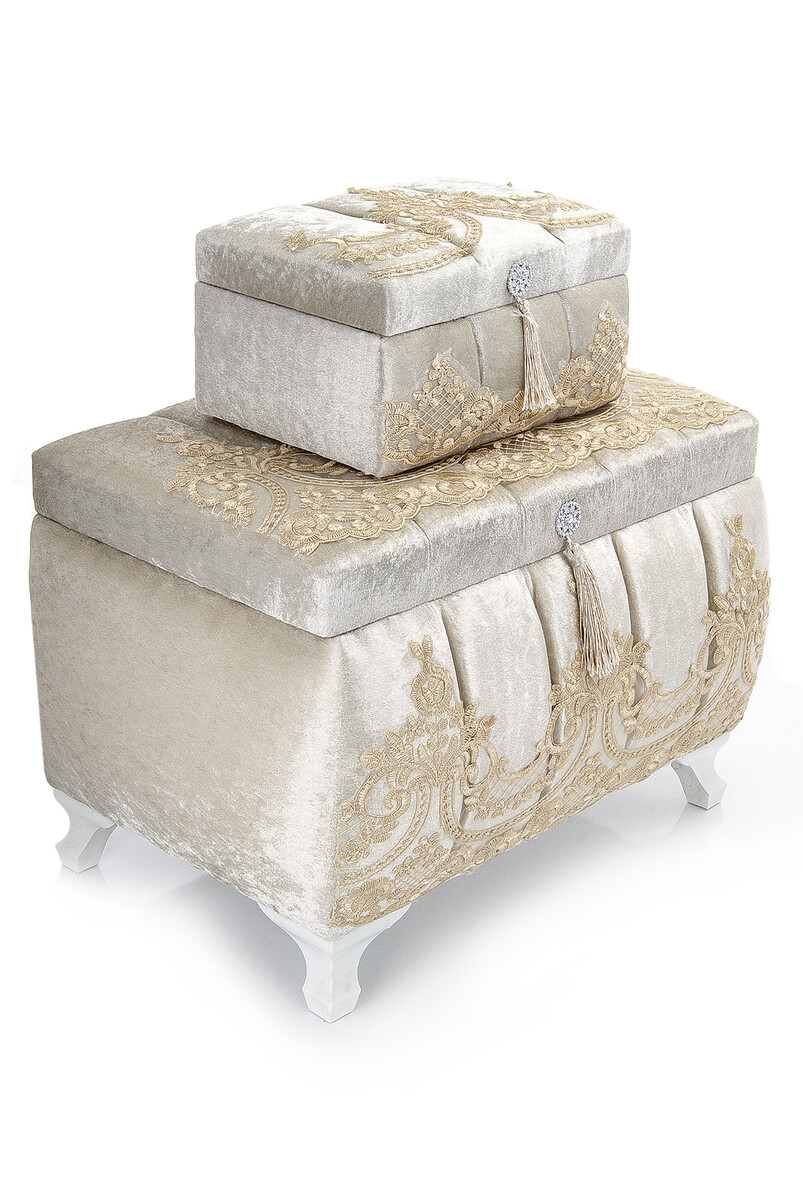 Special Design Set of 2 Velvet Dowry Chests - 14 - 3