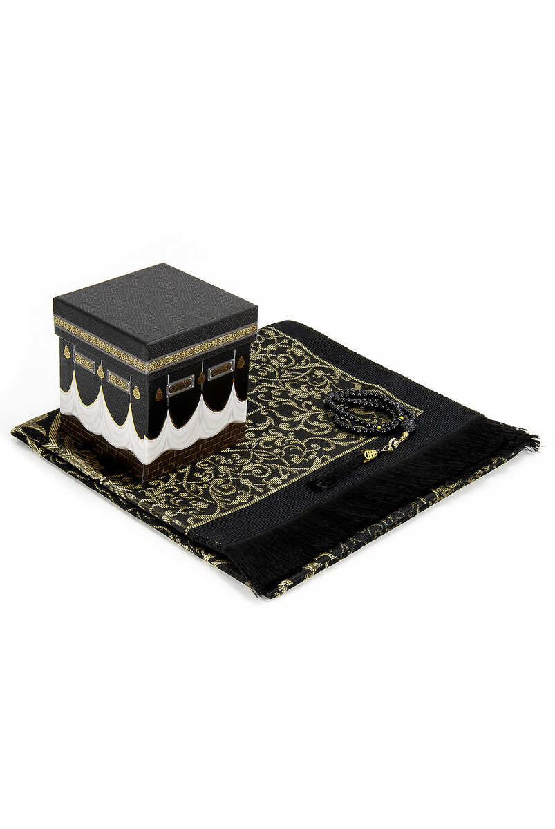 Special Kaaba Boxed Gift Prayer Rug and Rosary Set - 2