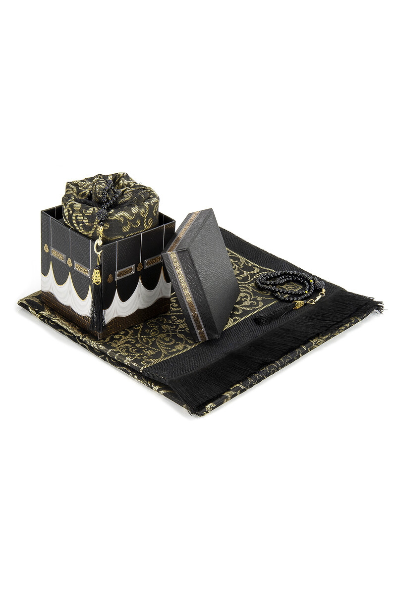 Special Kaaba Boxed Gift Prayer Rug and Rosary Set - 3