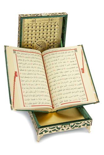 Special Velvet Boxed Holy Quran - Medium Green Color - 2