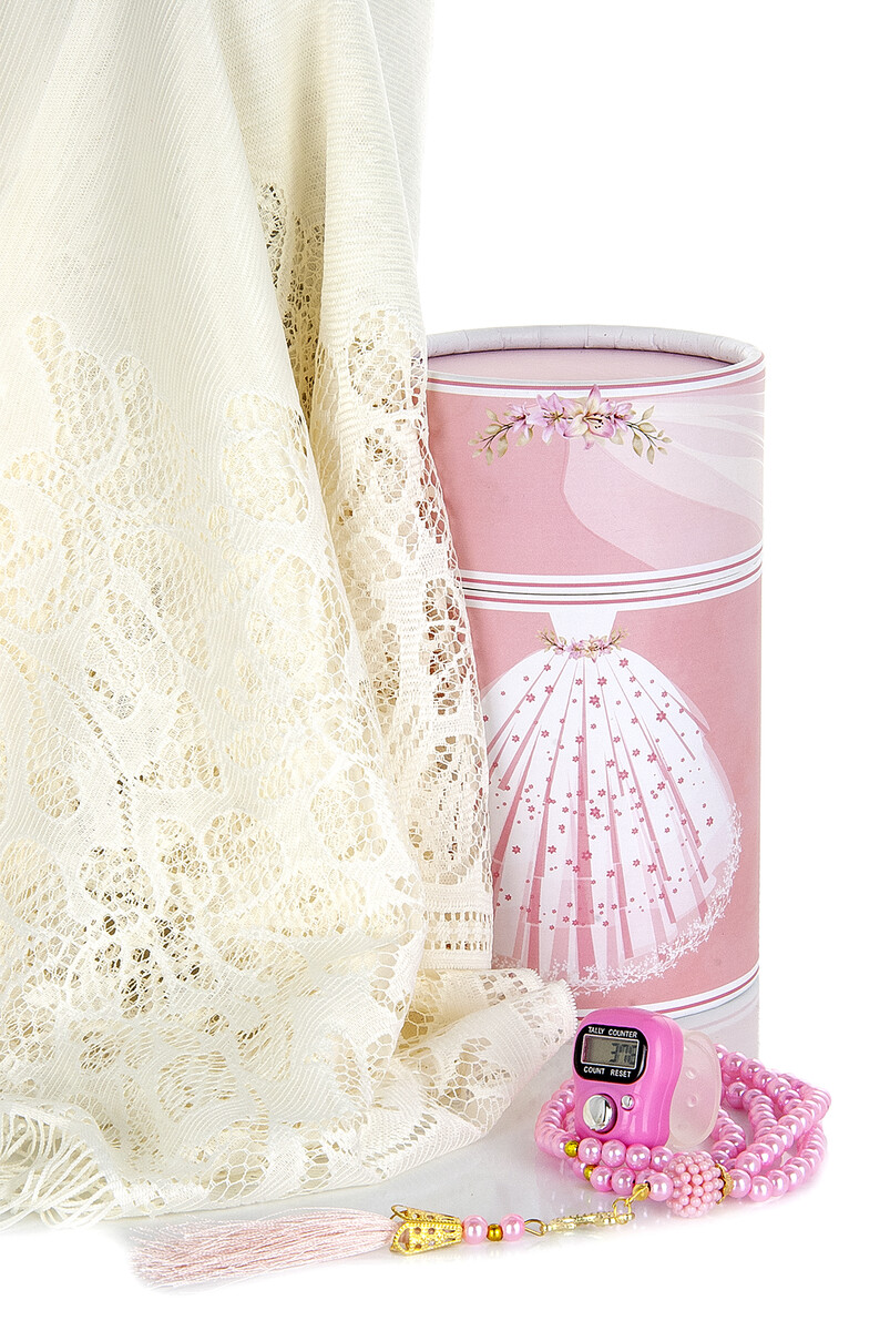 Special Wedding Dress Patterned Cylinder Boxed Mevlid Gift Set - 2