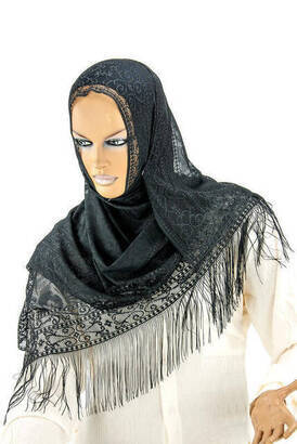 Special Cylinder Boxed Set Pearl Rosary Tulle Shawl Black Color - 7