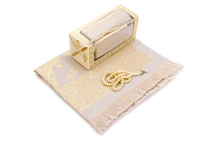 Special Gift Boxed Prayer Beads Rosary Set Cream - 3