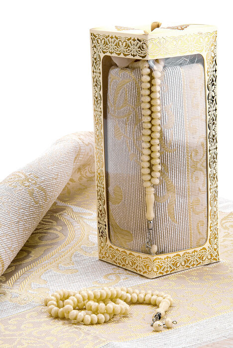 Special Gift Boxed Prayer Beads Rosary Set Cream - 4