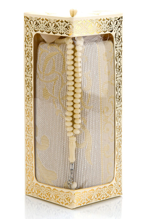 Special Gift Boxed Prayer Beads Rosary Set Cream - 5