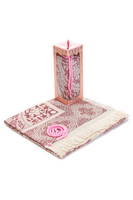 Special Gift Box Prayer Rug Rosary Set Pink - 2