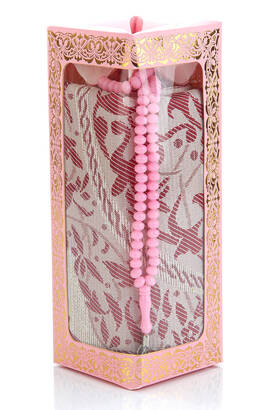 Special Gift Box Prayer Rug Rosary Set Pink - 5