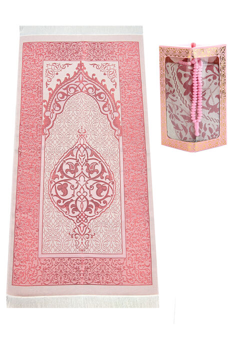 Special Gift Box Prayer Rug Rosary Set Pink - 1