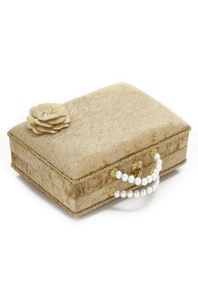 Sponge Velvet Covered Box Bag Boy Pearl Series Gift Quran Set - Gold - 2