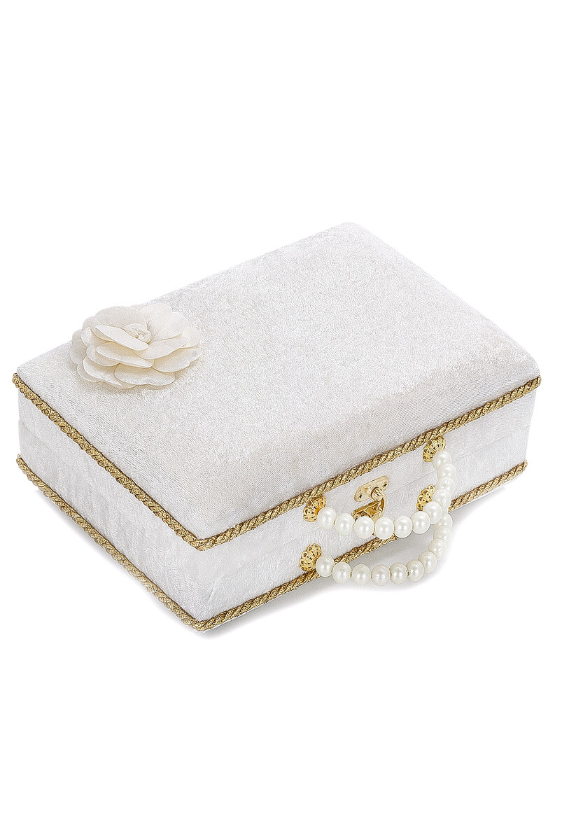 Sponge Velvet Covered Box Bag Boy Pearl Series Gift Quran Set - White - 2