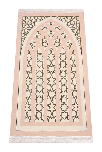 Star Patterned Chenille Prayer Rug - Cream - 1