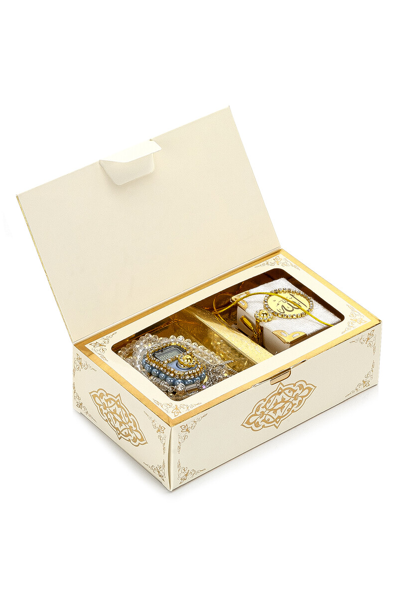 Stone Dhikrmatic- Mini Quran - Gift Set with Crystal Stone Rosary - Cream Color - 1