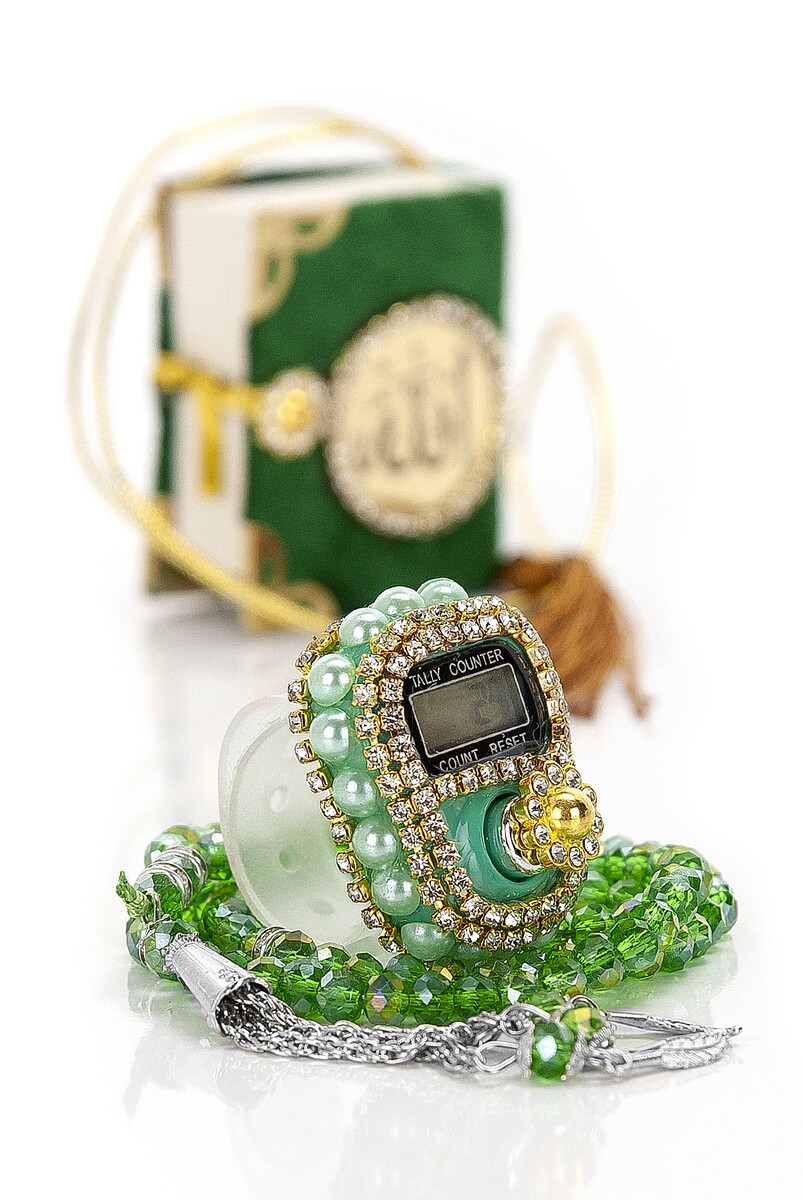 Stone Dhikrmatic - Mini Quran - Gift Set with Crystal Stone Rosary - Green Color - 3