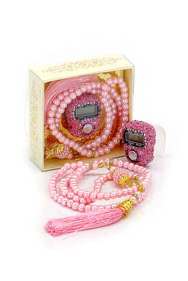 Stone Zikirmatik - Pearl Rosary Gift Set - Pink Color - 1