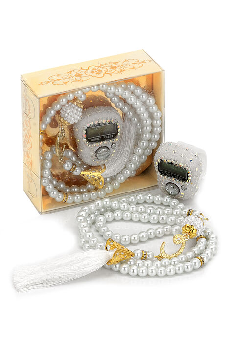 Stone Zikirmatik - Pearl Rosary Gift Set - White Color - 1