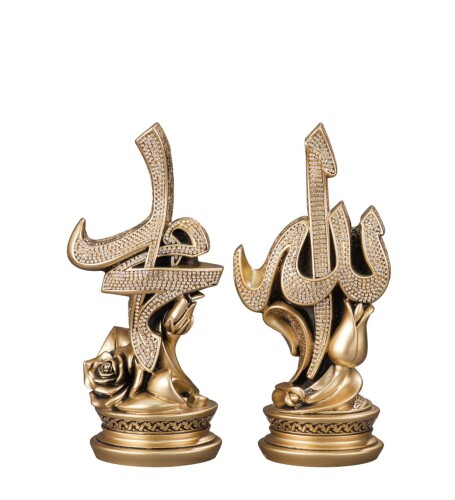 Stoned Religious Gift 2 Piece Trinket Yellow with Allah Mohammed - 1