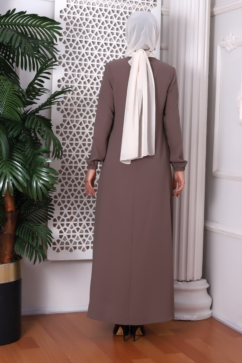 Straight Mink Lace-Up Abaya 9229-22 - 6