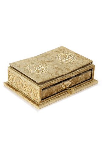 Table Top Velvet Covered Quran Set with Recliners - Rahiya Series Gold - 2