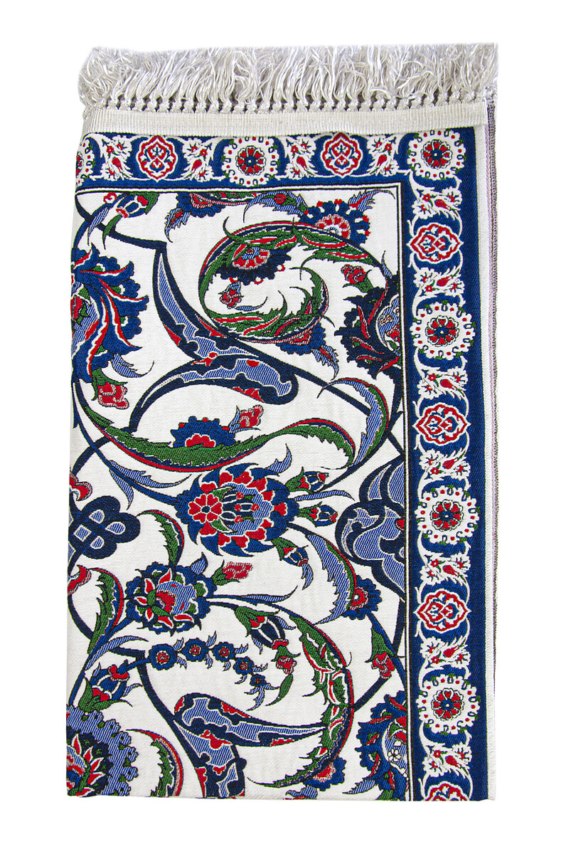 The Woven Prayer Rug with Tulip Motif - Navy Blue - 3