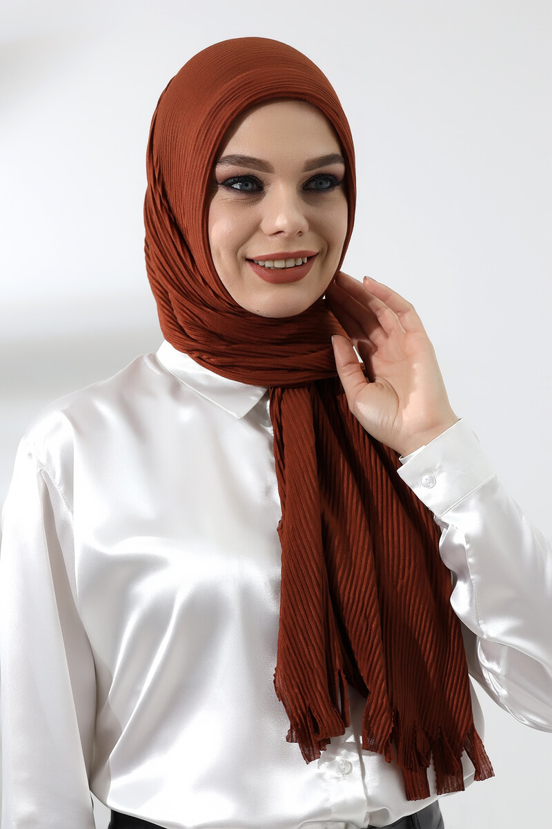 Tile Hijab Ready Made Practical Corded Cotton Shawl - 4