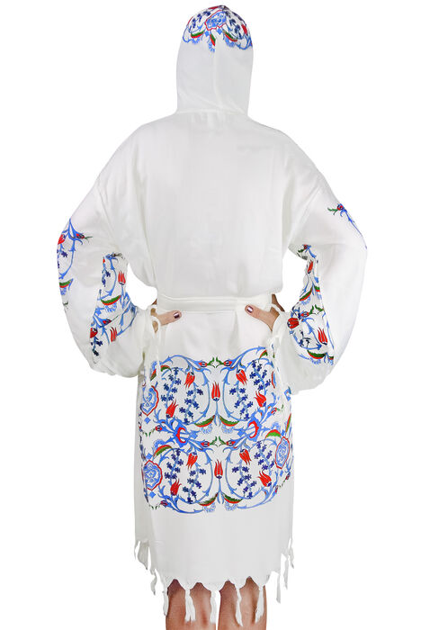 Tile Printed Cotton Bamboo Peshtemal Bathrobe Standard Size - 3