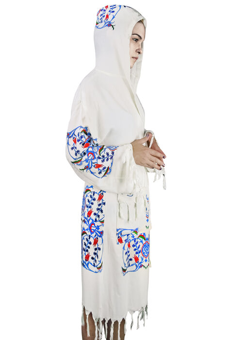 Tile Printed Cotton Bamboo Peshtemal Bathrobe Standard Size - 4