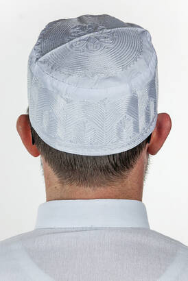 Topbaş Embroidery Patterned Pattern Fabric Skullcap White - 3