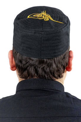 Tughra Patterned Patterned Fabric Cap Black - 3