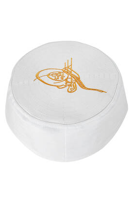 Tuğra Patterned Mold Fabric Cap White - 4